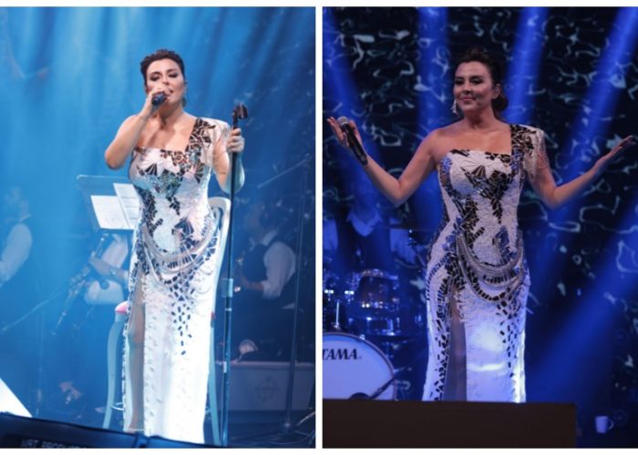 Porselenden yapılı elbise giydi
